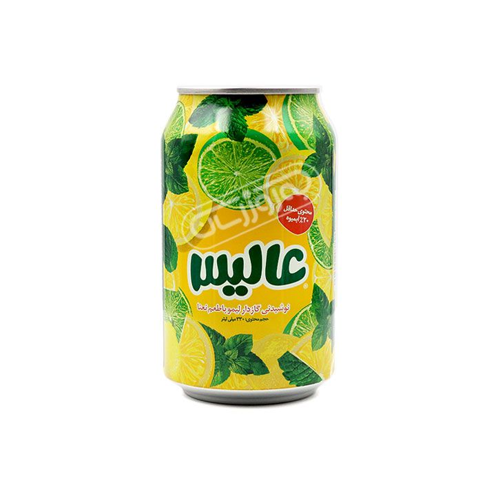 نوشیدنی گازدار لیمو نعناع قوطی عالیس 330 سی سی