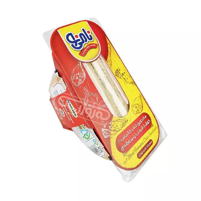 ساندویچ کلاب کالباس 60% گوشت قرمز با پنیر ورقه ای نامی نو - دارای 6 روز تاریخ مصرف