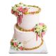 کیک خامه ای دو طبقه با تزیین گل های طبیعی شیرین کده یاس